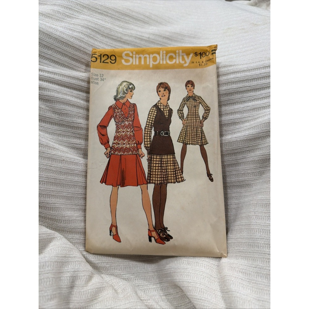 Simplicity 5129 Misses' Dress & Top ©1972 size 12 Bust 34"
